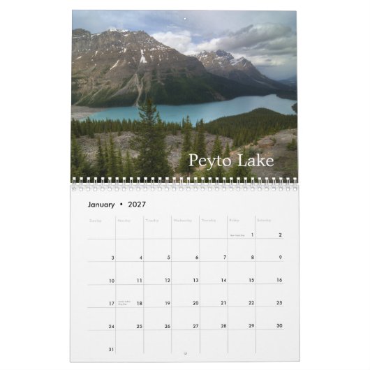 Calendrier Parc national Banff Canada (Jan 2027)