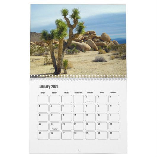 Calendrier Parc national de Joshua Tree en Californie, États- (Jan 2026)
