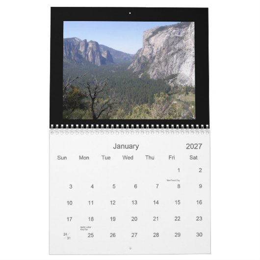 Calendrier Parc national de Yosemite (Jan 2027)