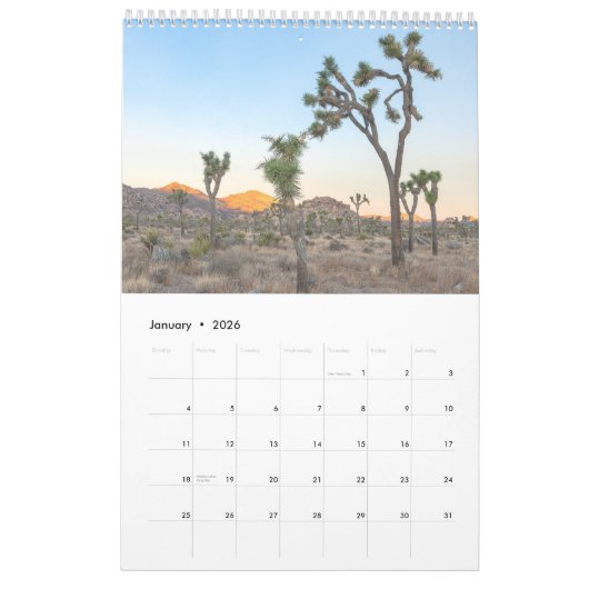 Calendrier Parc national Joshua Trees Paysages Paysages (Jan 2026)