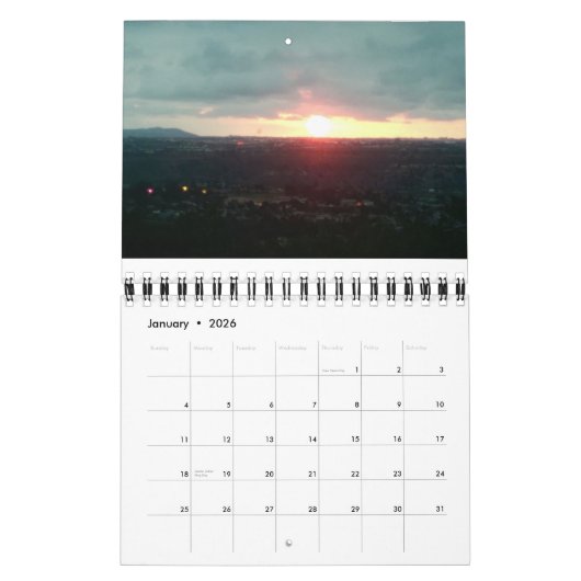 Calendrier parfait de couchers du soleil de San (Jan 2026)