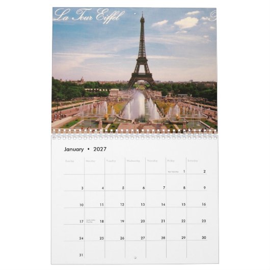 Calendrier Paris, France (Jan 2027)