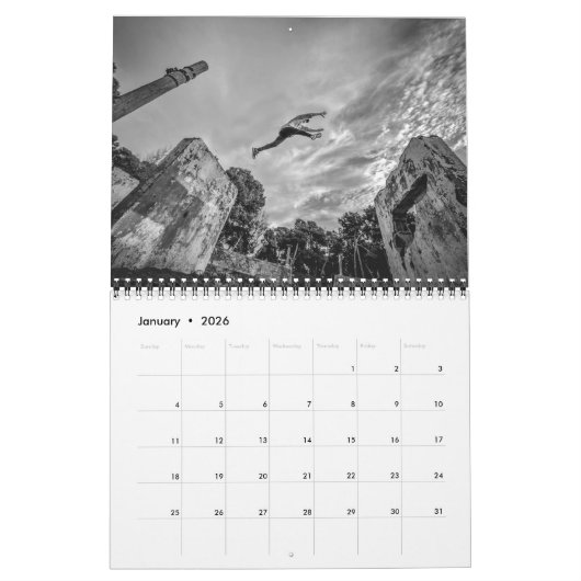Calendrier Parkour B&W (Jan 2026)
