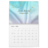 Calendrier Parties scintillant bleue et rose (Mar 2026)