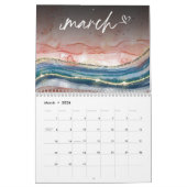 Calendrier Parties scintillant couleur Rose or bleu marbre (Mar 2026)