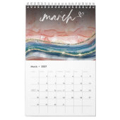Calendrier Parties scintillant d'aquarelle en marbre bleu Ros (Mar 2027)