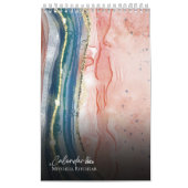 Calendrier Parties scintillant d'aquarelle en marbre bleu Ros (Protection)