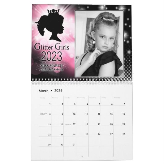 Calendrier parties scintillant Girls 2023 (Mar 2026)