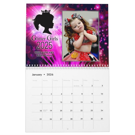 Calendrier Parties scintillant Girls 2025 (Jan 2026)