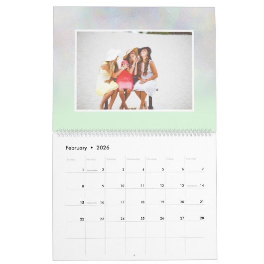 Calendrier parties scintillant holographique moderne marbre 1 (Feb 2026)