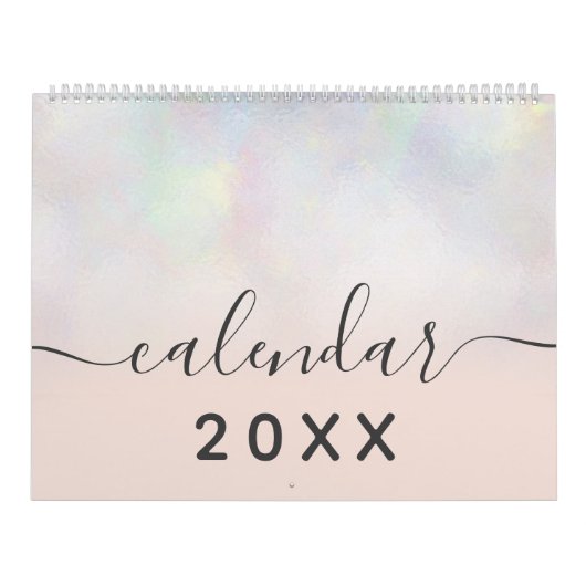 Calendrier parties scintillant holographique moderne marbre 1 (Protection)