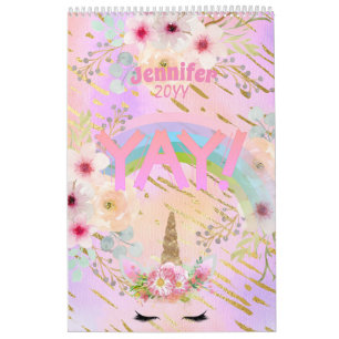 Calendrier Parties scintillant Or rose Unicorn Visage Girls M