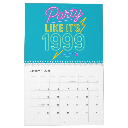 Calendrier Party Like It’s 1999®™ – Neon Voltage (Jan 2026)