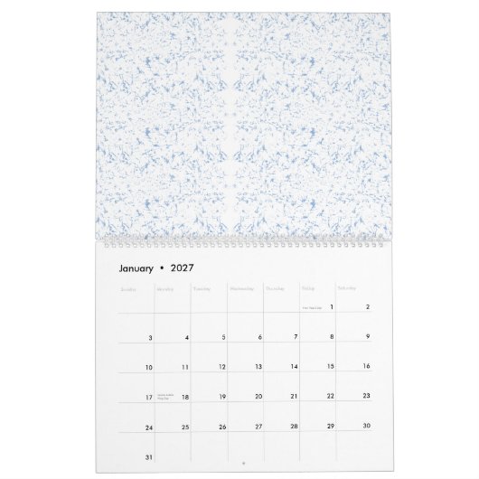 Calendrier Patte arrière - plan blanche, répétée, subtile, te (Jan 2027)