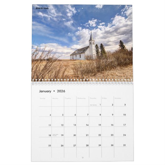 Calendrier paysage (Jan 2026)