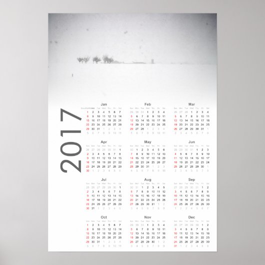 Calendrier paysage enneigé affiche 2017 (Devant)