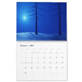 Calendrier Paysage esthétique forestier imaginaire bleu foncé (Feb 2027)