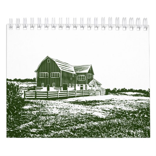Calendrier Paysage rural maison de ferme de style coupe (Protection)