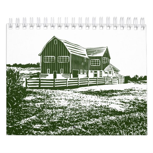 Calendrier Paysage rural maison de ferme de style coupe (Protection)