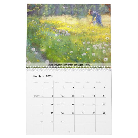 Calendrier Peder Severin Kroyer (Mar 2026)