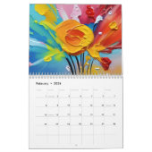 Calendrier Peinture à fleurs de couleurs vives (Feb 2026)