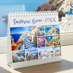 Calendrier Peinture de Santorin Grèce Bureau de voyage