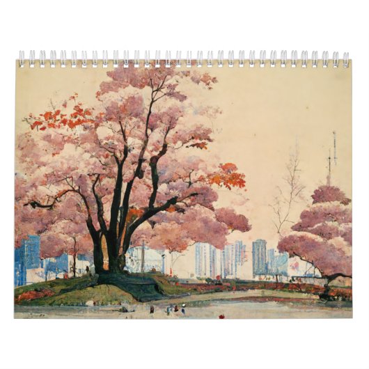 Calendrier peinture traditionnelle japonaise ukiyo-e (Protection)