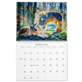 Calendrier Peinture Wolf Décor Aquarelle de 12 mois Loups (Mar 2026)