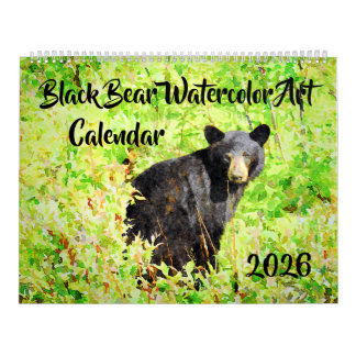 Calendrier Peintures aquarelles d'ours sauvage à couper le so