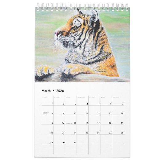 Calendrier Peintures sur les animaux et les oiseaux mignons (Mar 2026)