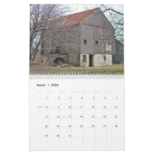 Calendrier - Pennsylvanie Pittoresque (Mar 2026)