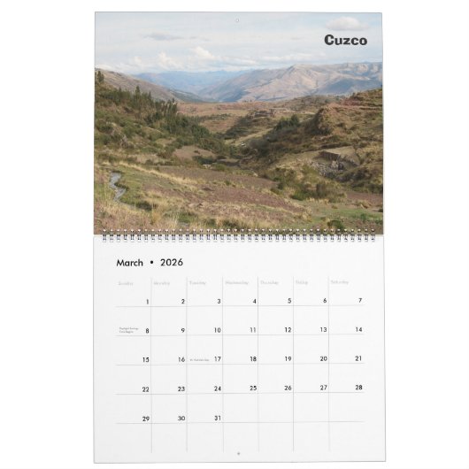 Calendrier Pérou (Mar 2026)