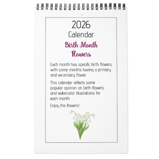 Calendrier Personalized Floral Illustrations Calendar (Protection)