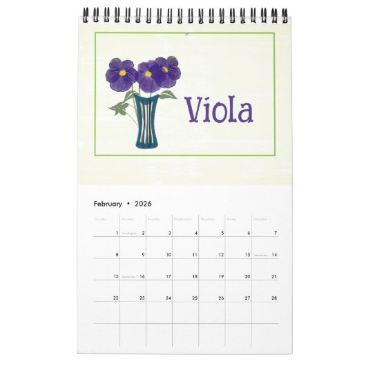 Calendrier Personalized Floral Illustrations Calendar (Feb 2026)