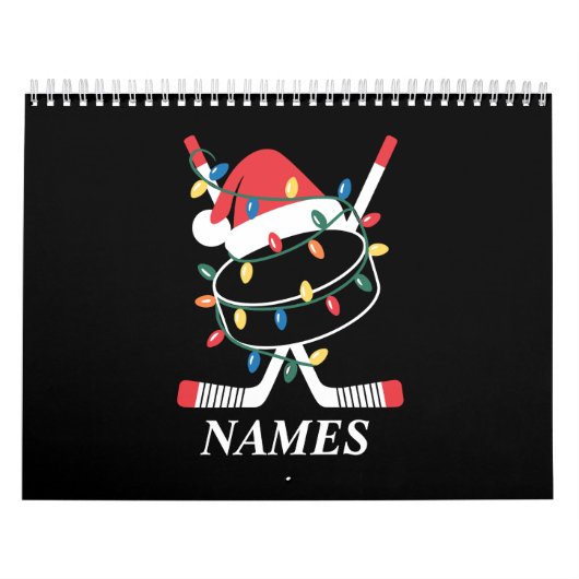 Calendrier Personalized Name Christmas Hockey Xmas Santa Hat (Protection)