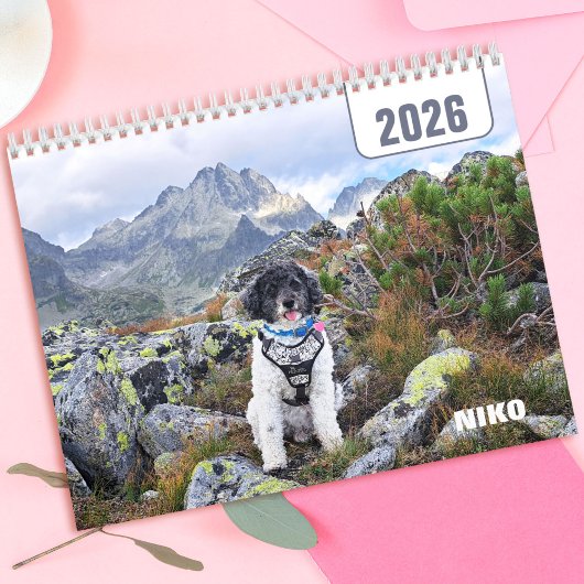 Calendrier Personalized Pet Dog Cat Watercolor 2026 Photo