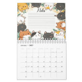 Calendrier personnalisable à thème chat avec notes (Jan 2027)