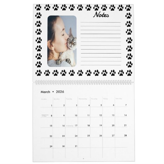 Calendrier personnalisable avec Motif Empreinte de (Mar 2026)