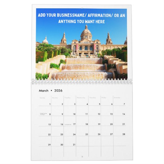 Calendrier personnalisable de Barcelone (Mar 2026)