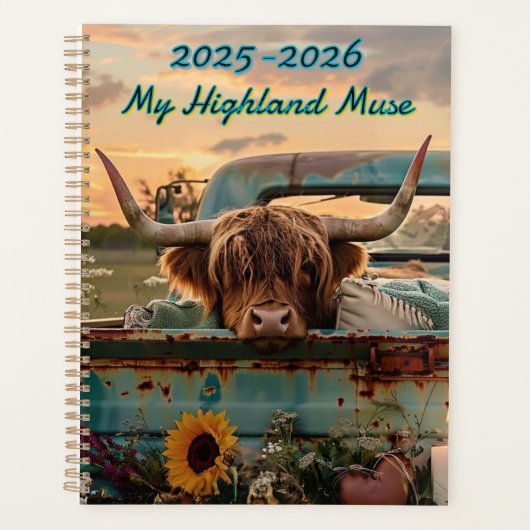 Calendrier personnalisable de vache des Highlands (Devant)