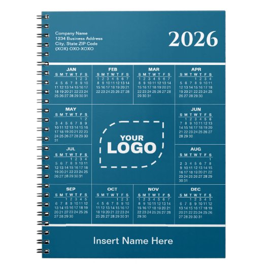 Calendrier personnalisé 2026 Carnet de notes Logo  (Devant)