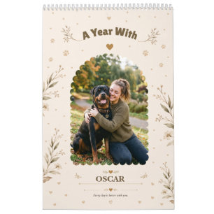 Calendrier personnalisé de chien de style botaniqu