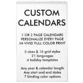 Calendrier personnalisé d'une seule page 17 po x 1 (Protection)