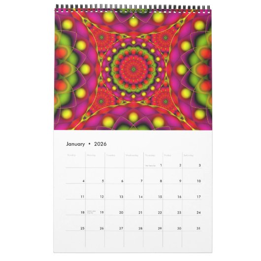 Calendrier personnalisé imprimé 2014 Mandala Psych (Jan 2026)