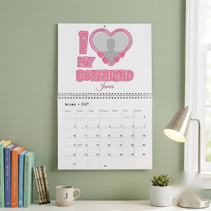 Calendrier Personnalisé J'aime mon petit ami – Ajouter une ph