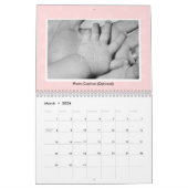 Calendrier personnalisé pour bébé doux - rose (Mar 2026)