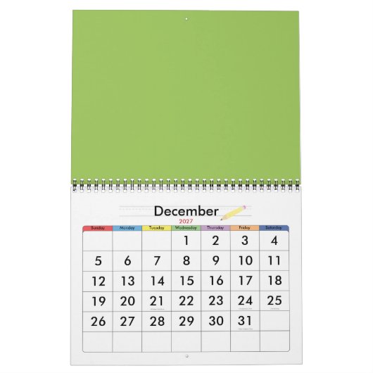 Calendrier Pétales verts (Dec 2027)