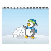 Calendrier Petit manchot avec boules de neige agitant (Protection)