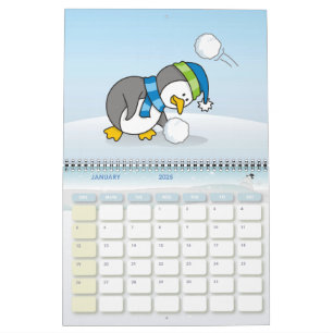 Calendrier Petit manchot obtenant une boule de neige
