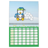 Calendrier Petit pingouin assis avec des boules de neige (Mar 2026)